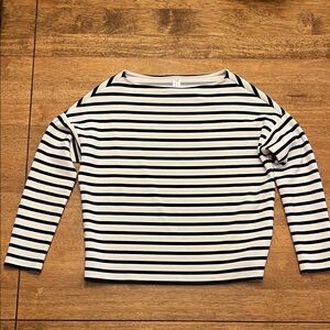Spanx Airessentials Stripe Boatneck Top in Black and cream.  Size XS